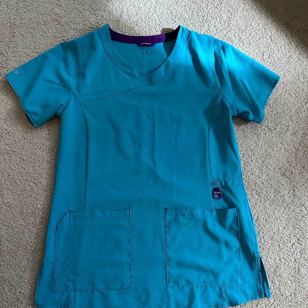 Carhartt Light Blue Scrub Set With Purple Accent